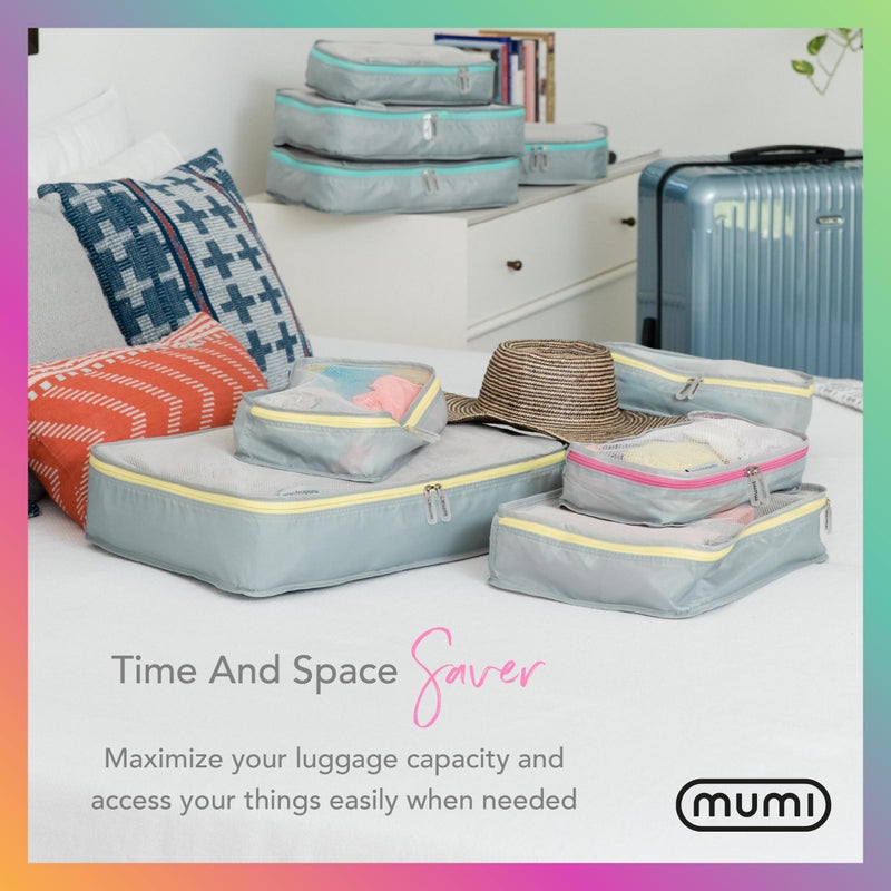 MUMI Packing Cubes - 5 Compression Packing Cubes for Travel, Luggage Organizer Bags for Suitcases, Carry-On, Duffle or Backpack â€“ Mesh, Waterproof Bags for Clothes, Kids & Travel Accessories - Gray - Image 4